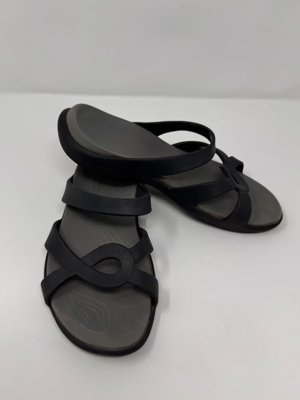 Crocs Women's Meleen Twist Sandals Gray Black Size 7, strap shoe comfort outdoor